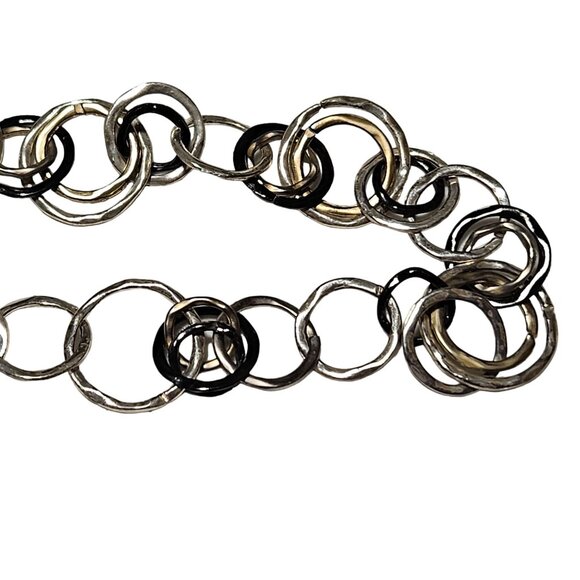 Alfani Multi Circle Link Chain Necklace Black Silver Gold Tone Fashion Jewelry - Picture 3 of 6